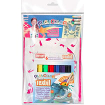 PlayColor - Gouache pour textile Playcolor 6 pcs + Pochoirs Fille