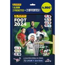 Album cartes à collectionner Panini Foot 2024 Ligue 1 avec 2 pochettes et 2 offertes