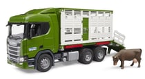 Camion de transport d'animaux scania super 560r + vache - bruder - 03548 - bétaillère
