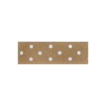 Disquette 25m ruban double face à pois beige fonce 15mm