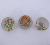 3 calots super heros / animaux 3.5cm - boulards - jeu de recreation - bille