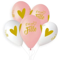 5 Ballons Or C'est une fille Ø33cm