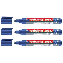 Lot de 3 marqueurs pour tableaux blancs effaçables - EDDING - Pointe ronde 1,5-3 mm - Bleu