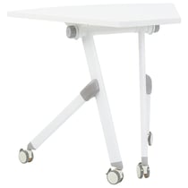 Bureau Pliant d'Angle Blanc Cadre Métallique et Plateau MFC avec Roulettes 90 x 64 cm Style Moderne