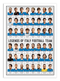 Affiche 50 x 70 cm -  Legends of Italy Football team - Olivier Bourdereau