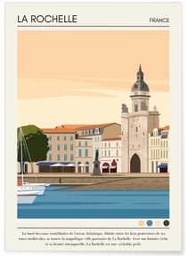 Affiche ville La Rochelle Vintage | A3 : 29,7x42cm
