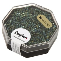Delica-rocailles, 1,6 mm métallic, boîte, émeraude, 4g