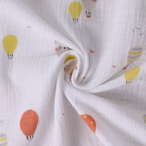 Tissu Double gaze de Coton Gaspard montgolfières sur fond Blanc - Au mètre