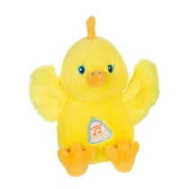 Peluche - Peluche Poussin jaune avec cloche rose clair "Piou Piou Sonore" - 15 cm