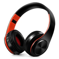 Casque Audio Bluetooth Sans Fil Pliable Avec Micro Autonomie 10H Noir Bleu Noir + Rouge YONIS