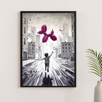 Affiche encadrée déco art contemporain — Le Rêve d'un Enfant — Art mural — Calbarracin — cadre bois — 70 x 50 cm