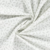 Tissu Popeline de Coton Bella rameaux Vert sur fond Blanc