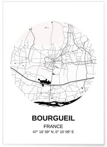 Affiche Carte Bourgueil | A3 : 29,7x42cm