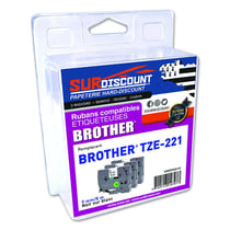 Lot de 3 rubans compatibles pour titreuse Brother TZE-221 9mm/8m plastique noir sur blanc