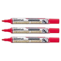 Lot de 3 marqueurs permanents MAXIFLO NLF50 - PENTEL - Pointe conique 2 mm - Rouge