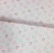 Tissu Popeline imprimée Rose bébé Oursons Roses