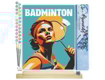 Peinture par Numéro Figured'Art - Affiche sportive Badminton - Kit de Loisir Créatif DIY Numéro d'Art Complet - 40x50cm toile roulée + châssis en bois à monter