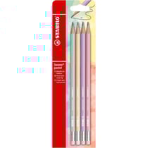 Étui de 4 crayons graphite - Avec bout gomme - HB - Swano pastel - Stabilo