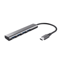 Trust Halyx Aluminium USB-C to 4-Port USB-A 3.2 Hub - Concentrateur (hub) - 4 x USB 3.2 Gen 1 - de bureau