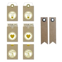 Etiquettes autocollantes Made with love Kraft + 20 étiquettes kraft Fanion