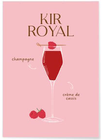 Affiche Cocktail Kir Royal 2 | A3 : 29,7x42cm
