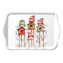 Mini-plateau en mélamine oiseaux et nichoirs de Noël