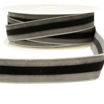Bobine 15m Velours stripes polyester Gris et noir