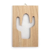 Tableau grillage en bois Cactus 15x24cm
