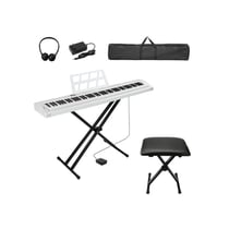 LALAHO - Ensemble piano numérique - 88 touches - Support banc casque sac 420D blanc noir