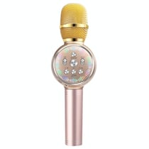 Microphone Bluetooth 5.0 Sans Fil Avec Lumières Colorées Et Basses Puissantes Or YONIS