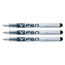 Lot de 3 Stylos plume jetable PILOT - V-Pen - Noir - Pointe moyenne