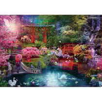 Puzzle jardin japonais : riviere cygnes et paons 3000 pieces - collection paysage japon - educa 19282