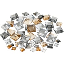 Pierre de strass, Carré, dim. 6+9+12 mm, or brillant, 360 pièces/ 1 Pq.