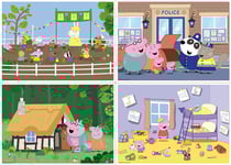 4 puzzles progressifs peppa le cochon / pig - en foret - en ville - dans la champre et au parc 20 - 40 - 60 - 80 pieces - educa 18645
