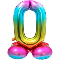 Ballon Géant Rainbow Chiffre 0 avec base (81 cm)