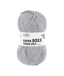 Pelote à tricoter SUPER SOXX TWEED 6 fils - 150 Gr - Lang Yarns : La laine robuste, chaude et élégante 0033 bleu