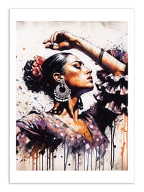 Affiche 50 x 70 cm -  Watercolor Flamenco dancer - Chromatic fusion studio