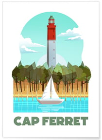 Affiche ville Minimaliste Cap Ferret 2 | A3 : 29,7x42cm
