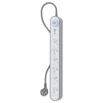 Force Power Multiprise 6 Voies Type E 1120J 1.5m avec Protection Parafoudre Blanc / Gris
