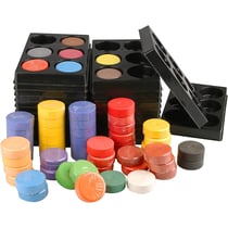 Pastilles aquarelles, H : 16 mm, d 44 mm, ass. de couleurs, 1 set