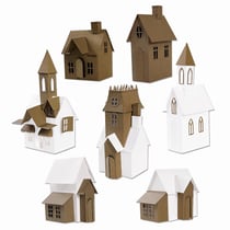 Gabarit de découpe pour machine Sizzix Tim Holtz - Collection Village - 87 pièces