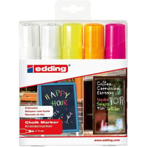 Lot de 5 marqueurs craie liquide pointe ogive 4-15 mm - EDDING - Assortiment multicolore