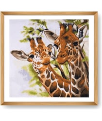 Kit de Point de Croix Imprimé Girafes 58x58 cm – Trimits - Kit Broderie Extra-Large Idéal pour les Passionnés Girafes