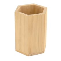 Pot à crayons en bois hexagonal diam. 7,5 cm haut. 10 cm
