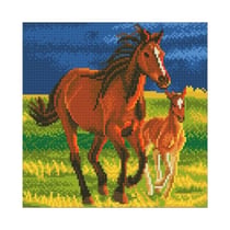 CRYSTAL ART Kit tableau broderie diamant 30x30cm Premiers Galops