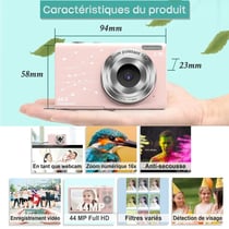 Appareil Photo Numérique Full HD 1080P 2,4 pouces 36MP Zoom 16X