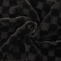 Tissu Fausse fourrure à carreaux Noir