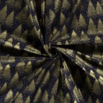 Tissu Popeline de Coton Eloi sapins dorés sur fond Bleu marine