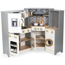 Cuisine Enfant Bois, Dinette, LED - Interactive, hotte, Lave-linge, Four, Lave-vaisselle, Hotte