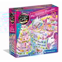 Crazy Chic - Coffret créatif Licorne - Créer tes bracelets en perles colorés avec charms et pompoms - Dés 7ans